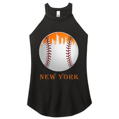 New York NY Skyline Baseball Vintage Met At Gameday Women's Perfect Tri Rocker Tank