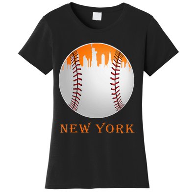 New York NY Skyline Baseball Vintage Met At Gameday Women's T-Shirt