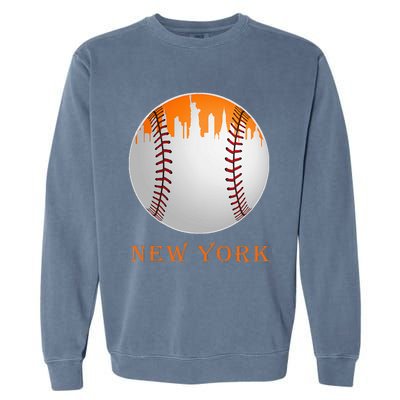 New York NY Skyline Baseball Vintage Met At Gameday Garment-Dyed Sweatshirt