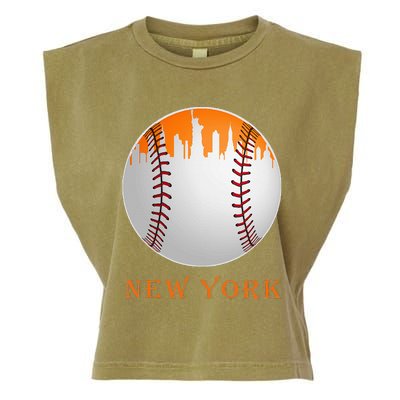 New York NY Skyline Baseball Vintage Met At Gameday Garment-Dyed Women's Muscle Tee