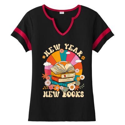 New Year New Book Happy New Year 2024 Ladies Halftime Notch Neck Tee