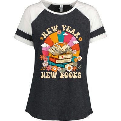 New Year New Book Happy New Year 2024 Enza Ladies Jersey Colorblock Tee