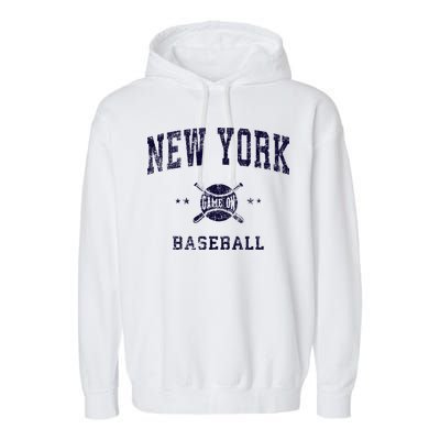 New York NY Vintage Baseball Throwback Retro Design Garment-Dyed Fleece Hoodie