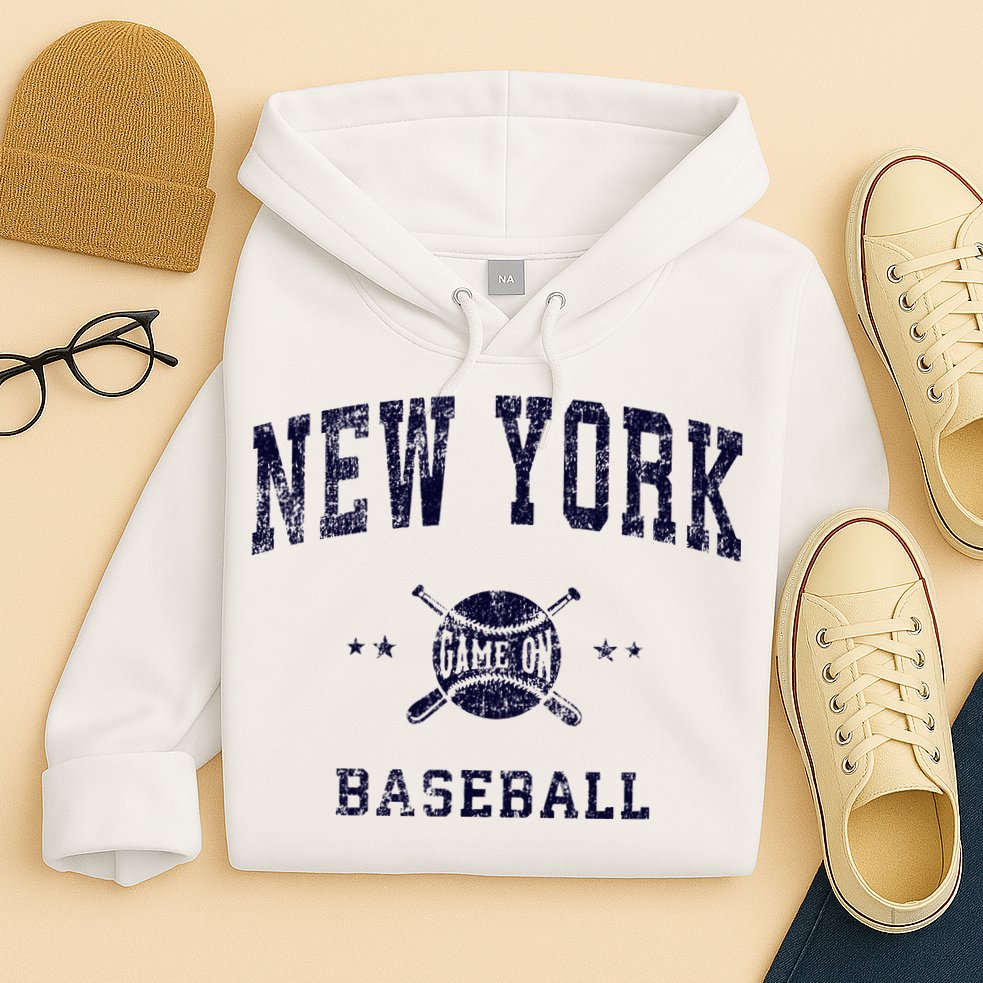 New York NY Vintage Baseball Throwback Retro Design Hoodie