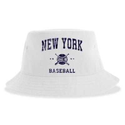 New York NY Vintage Baseball Throwback Retro Design Sustainable Bucket Hat