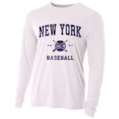 New York NY Vintage Baseball Throwback Retro Design Cooling Performance Long Sleeve Crew