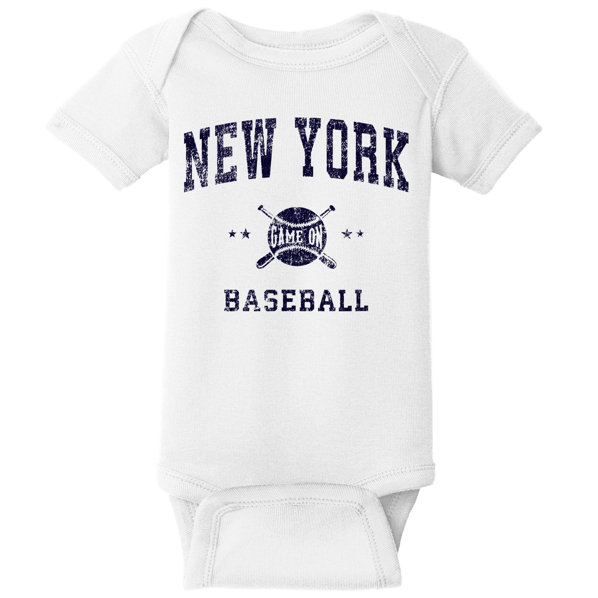 New York NY Vintage Baseball Throwback Retro Design Baby Bodysuit