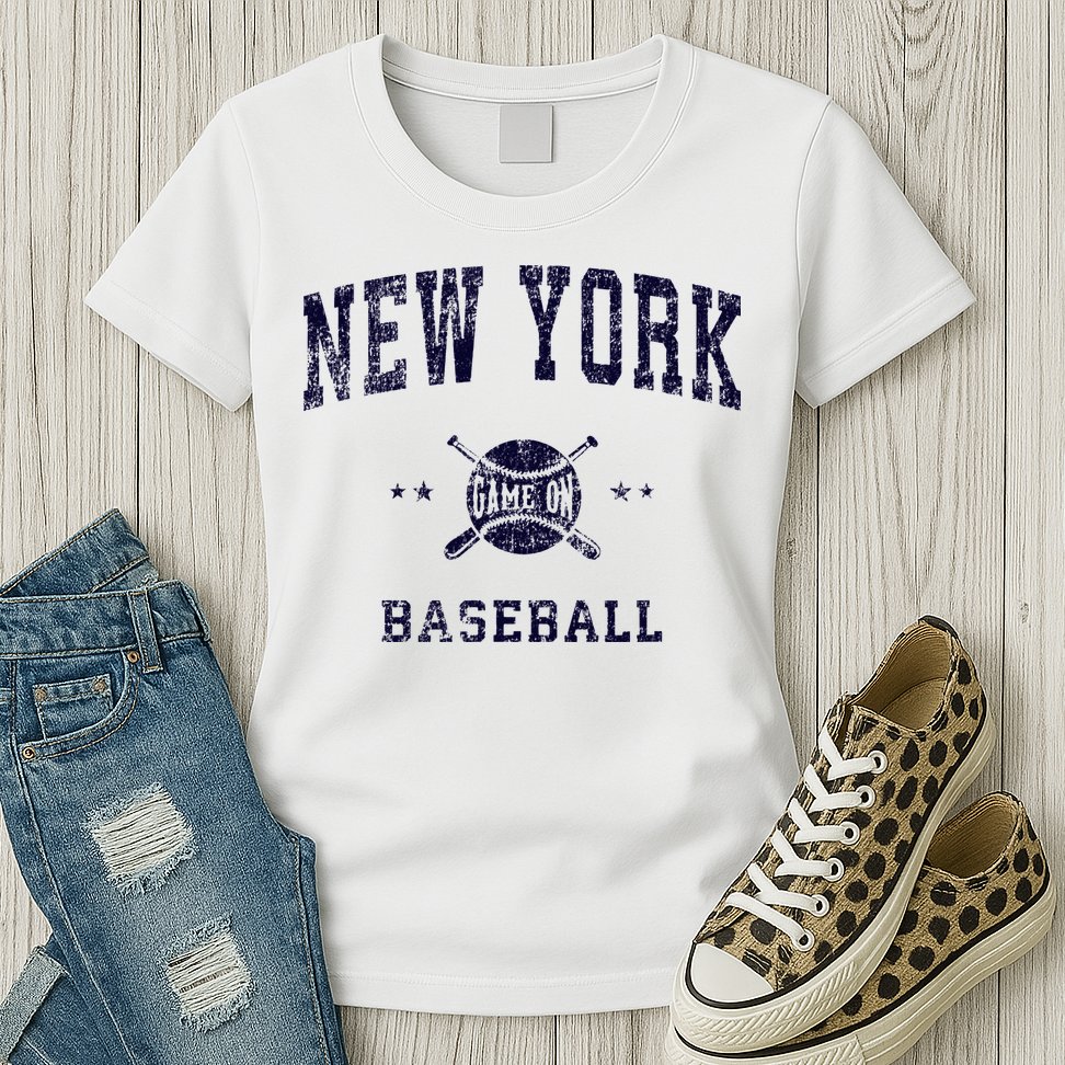 New York NY Vintage Baseball Throwback Retro Design Womens T-Shirt