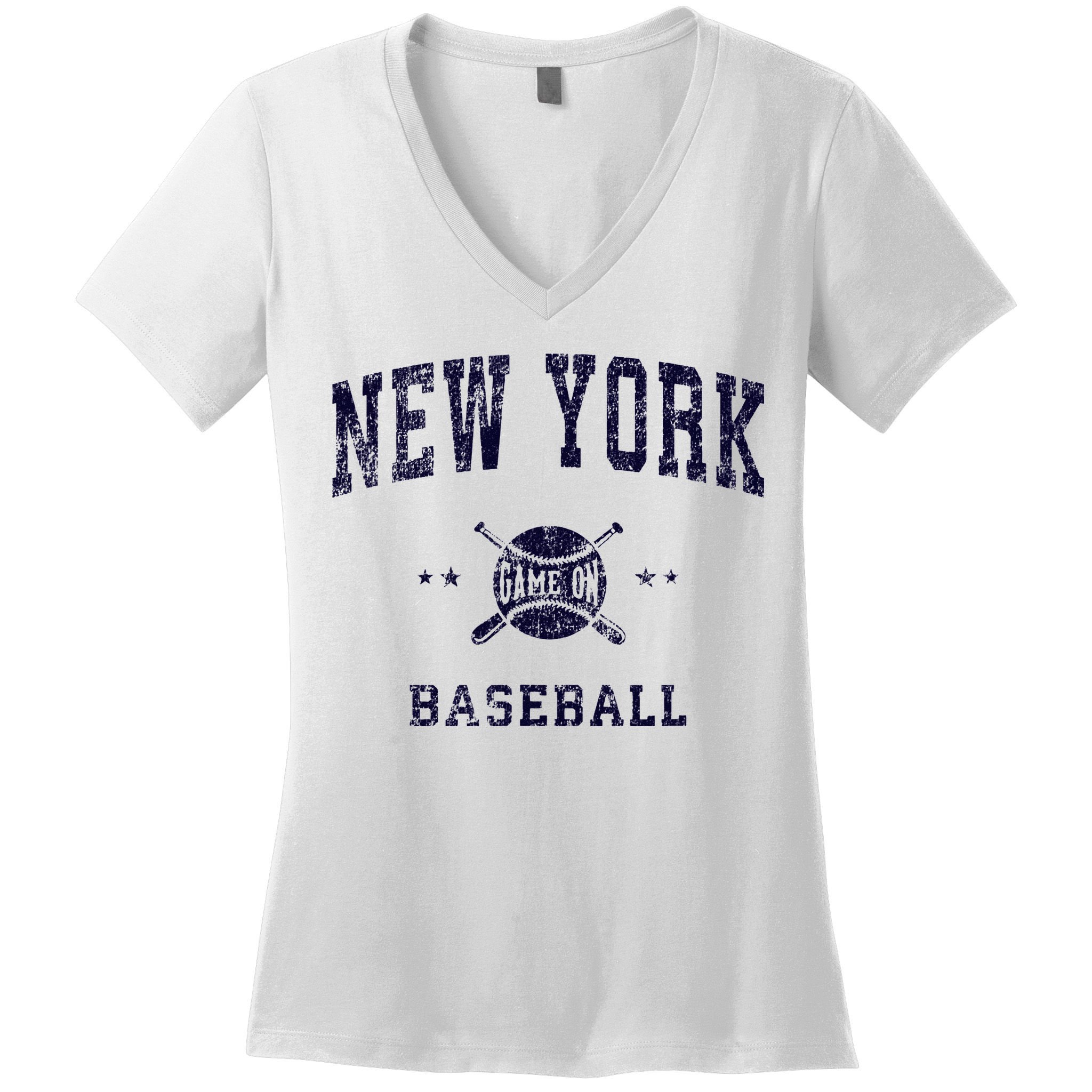 New York NY Vintage Baseball Throwback Retro Design Women's V-Neck T-Shirt