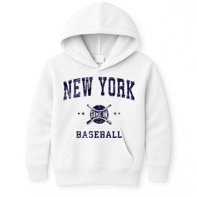 New York NY Vintage Baseball Throwback Retro Design Kids Hoodie
