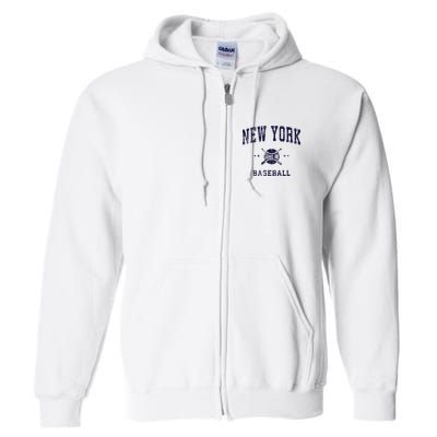 New York NY Vintage Baseball Throwback Retro Design Full Zip Hoodie