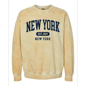 New York Ny 1624 Arched Text Retro Preppy Throwback Colorblast Crewneck Sweatshirt