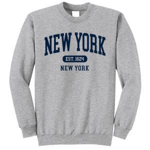 New York Ny 1624 Arched Text Retro Preppy Throwback Tall Sweatshirt