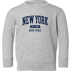 New York Ny 1624 Arched Text Retro Preppy Throwback Toddler Sweatshirt