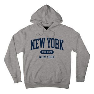 New York Ny 1624 Arched Text Retro Preppy Throwback Tall Hoodie