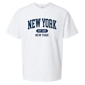 New York Ny 1624 Arched Text Retro Preppy Throwback Sueded Cloud Jersey T-Shirt