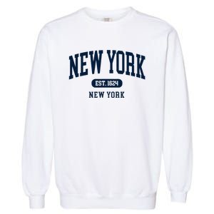 New York Ny 1624 Arched Text Retro Preppy Throwback Garment-Dyed Sweatshirt