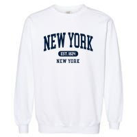 New York Ny 1624 Arched Text Retro Preppy Throwback Garment-Dyed Sweatshirt