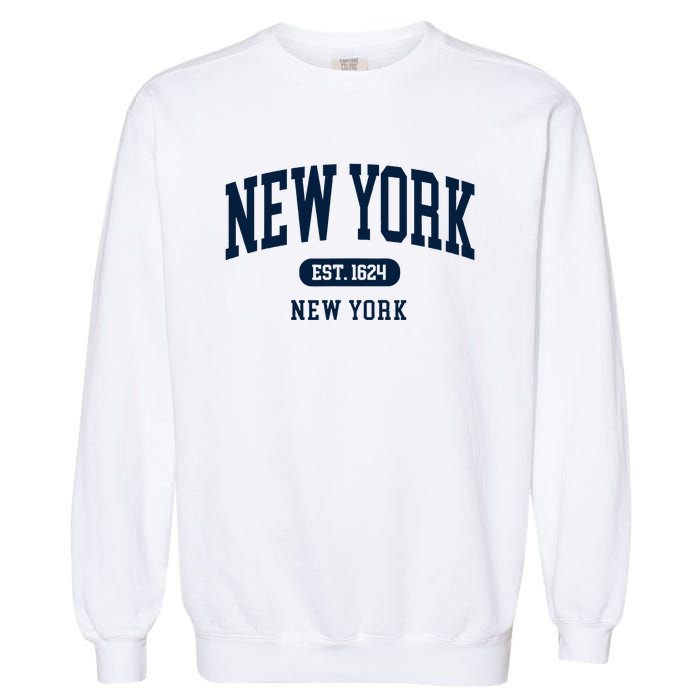 New York Ny 1624 Arched Text Retro Preppy Throwback Garment-Dyed Sweatshirt