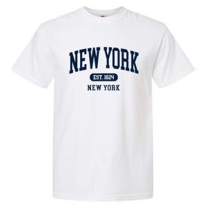 New York Ny 1624 Arched Text Retro Preppy Throwback Garment-Dyed Heavyweight T-Shirt