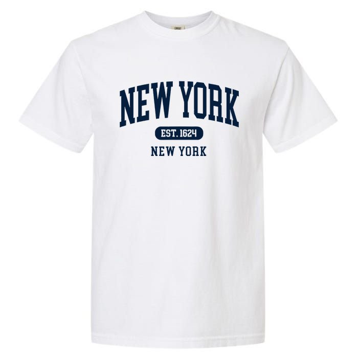 New York Ny 1624 Arched Text Retro Preppy Throwback Garment-Dyed Heavyweight T-Shirt