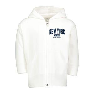 New York Ny 1624 Arched Text Retro Preppy Throwback Toddler Zip Fleece Hoodie