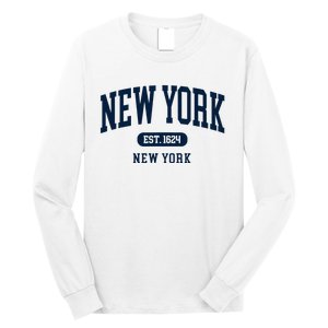 New York Ny 1624 Arched Text Retro Preppy Throwback Long Sleeve Shirt