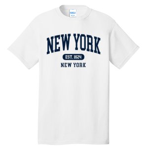 New York Ny 1624 Arched Text Retro Preppy Throwback Tall T-Shirt