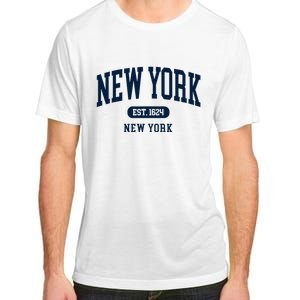 New York Ny 1624 Arched Text Retro Preppy Throwback Adult ChromaSoft Performance T-Shirt