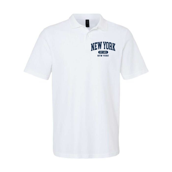 New York Ny 1624 Arched Text Retro Preppy Throwback Softstyle Adult Sport Polo