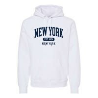 New York Ny 1624 Arched Text Retro Preppy Throwback Premium Hoodie