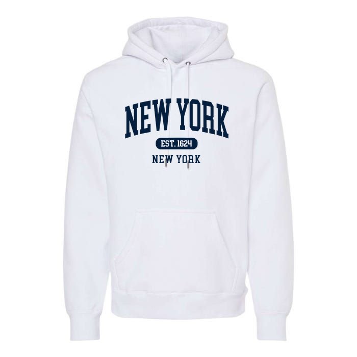 New York Ny 1624 Arched Text Retro Preppy Throwback Premium Hoodie