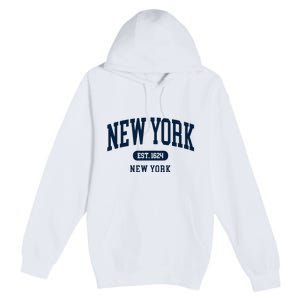 New York Ny 1624 Arched Text Retro Preppy Throwback Premium Pullover Hoodie