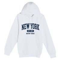 New York Ny 1624 Arched Text Retro Preppy Throwback Premium Pullover Hoodie