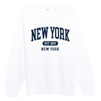 New York Ny 1624 Arched Text Retro Preppy Throwback Premium Crewneck Sweatshirt