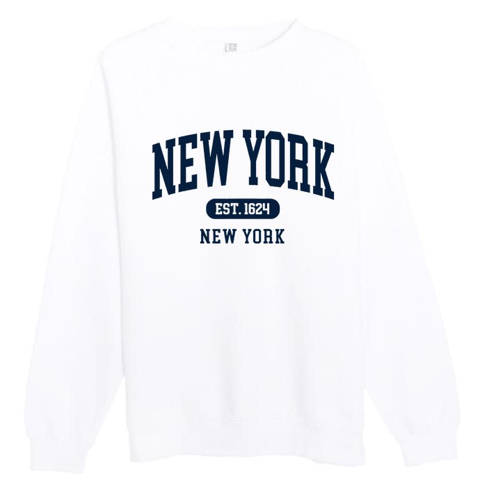 New York Ny 1624 Arched Text Retro Preppy Throwback Premium Crewneck Sweatshirt