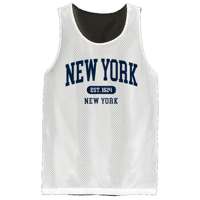 New York Ny 1624 Arched Text Retro Preppy Throwback Mesh Reversible Basketball Jersey Tank