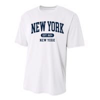 New York Ny 1624 Arched Text Retro Preppy Throwback Performance Sprint T-Shirt