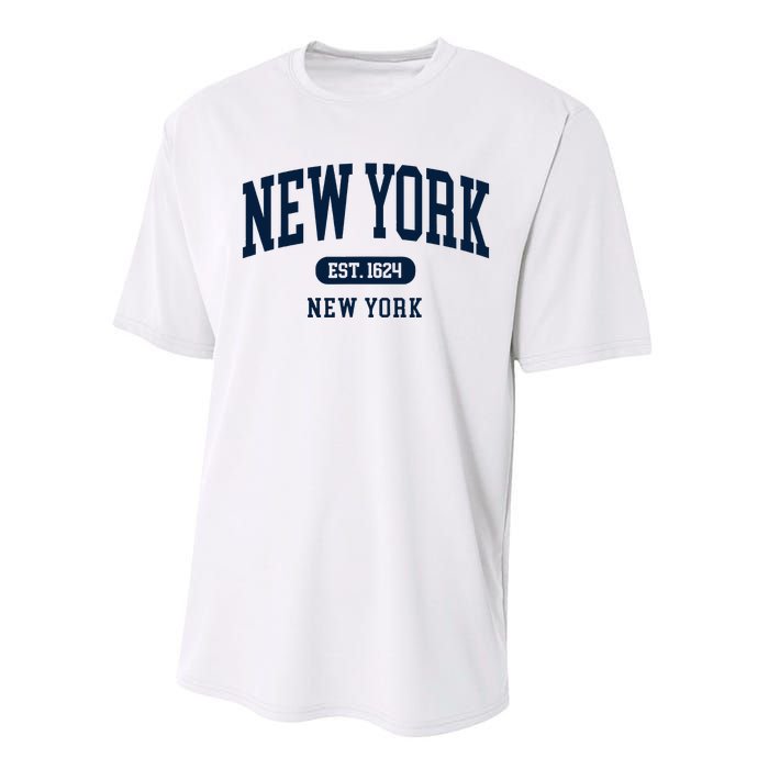 New York Ny 1624 Arched Text Retro Preppy Throwback Performance Sprint T-Shirt