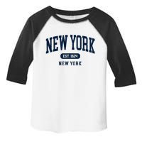 New York Ny 1624 Arched Text Retro Preppy Throwback Toddler Fine Jersey T-Shirt