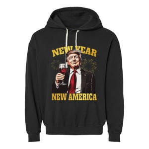 New Year New America Happy New Year Party 2025 Trump Garment-Dyed Fleece Hoodie