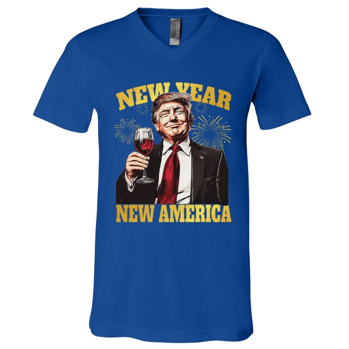 New Year New America Happy New Year Party 2025 Trump V-Neck T-Shirt