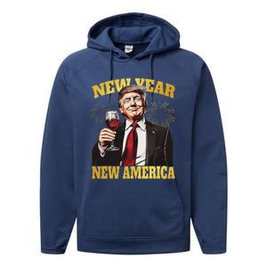 New Year New America Happy New Year Party 2025 Trump Performance Fleece Hoodie