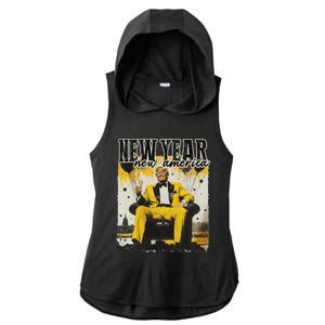 New Year New Hope 2025 Donald Trump Disco Ball Hello 2025 Ladies PosiCharge Tri-Blend Wicking Draft Hoodie Tank