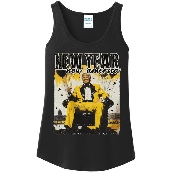 New Year New Hope 2025 Donald Trump Disco Ball Hello 2025 Ladies Essential Tank