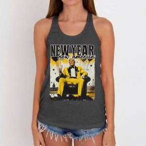 New Year New Hope 2025 Donald Trump Disco Ball Hello 2025 Women's Knotted Racerback Tank