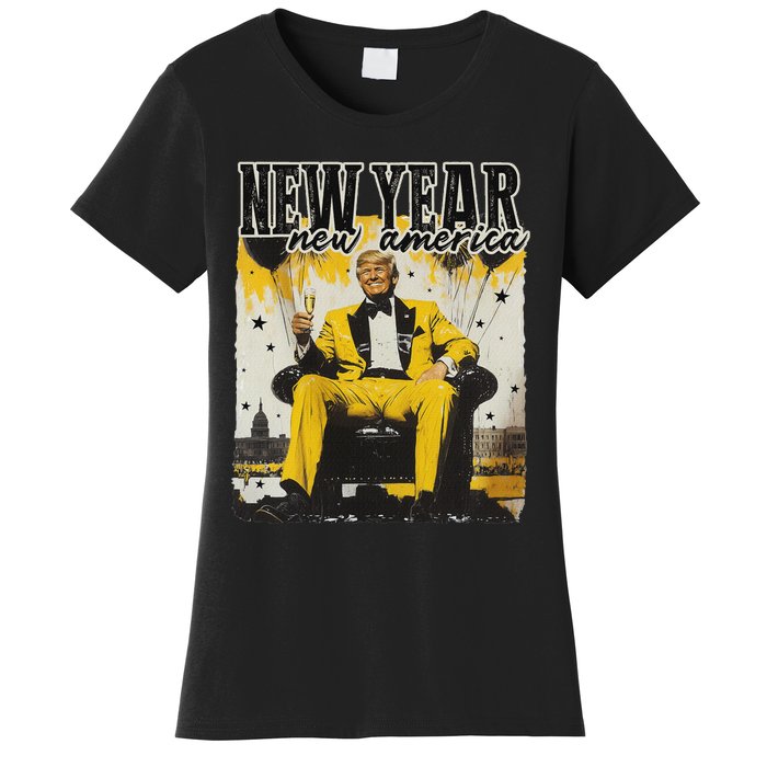 New Year New Hope 2025 Donald Trump Disco Ball Hello 2025 Women's T-Shirt