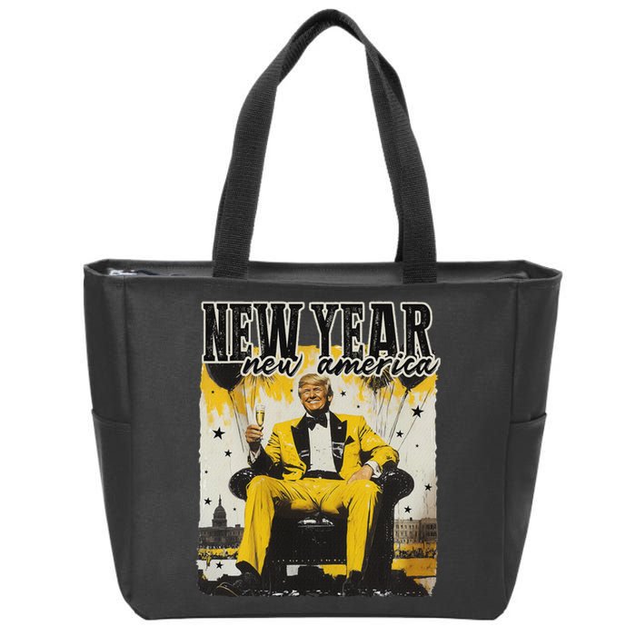 New Year New Hope 2025 Donald Trump Disco Ball Hello 2025 Zip Tote Bag