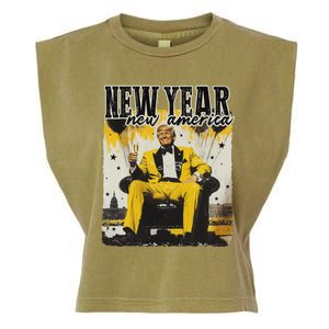 New Year New Hope 2025 Donald Trump Disco Ball Hello 2025 Garment-Dyed Women's Muscle Tee