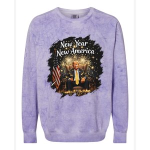 New Year New America Happy New Year Party 2025 Trump Colorblast Crewneck Sweatshirt